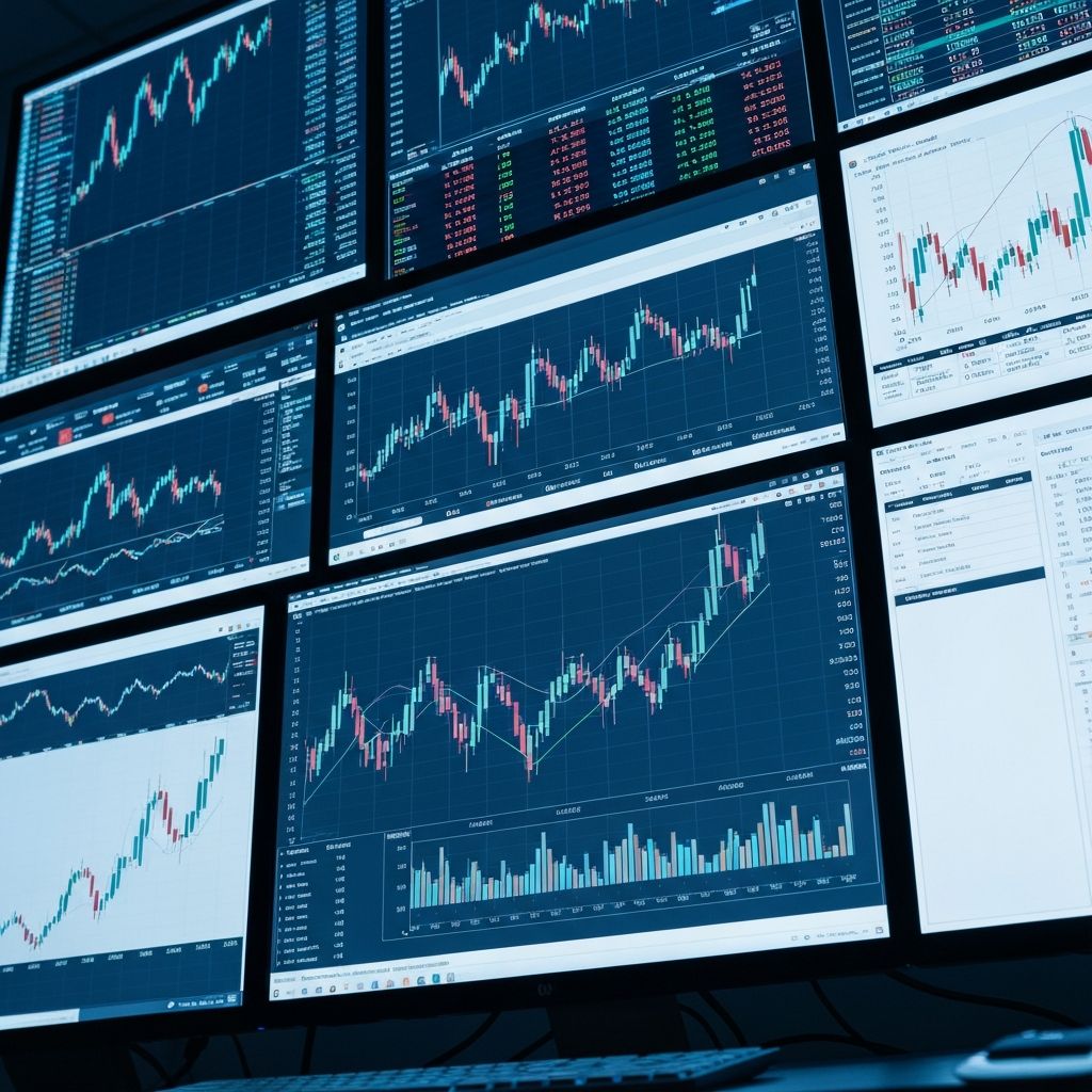 رسوم بيانية لتداول الفوركس وبيانات السوق المالية